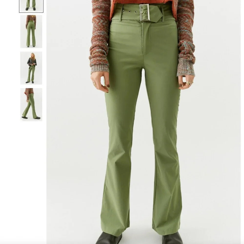 NWT URBAN OUTFITTERS Daisy Street Belted Flare Pant Green - size small
